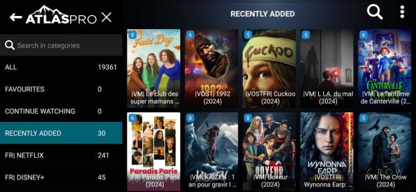 Image présentant la large sélection de films sur Atlas Pro IPTV : nouveautés, classiques et blockbusters en qualité HD et 4K.